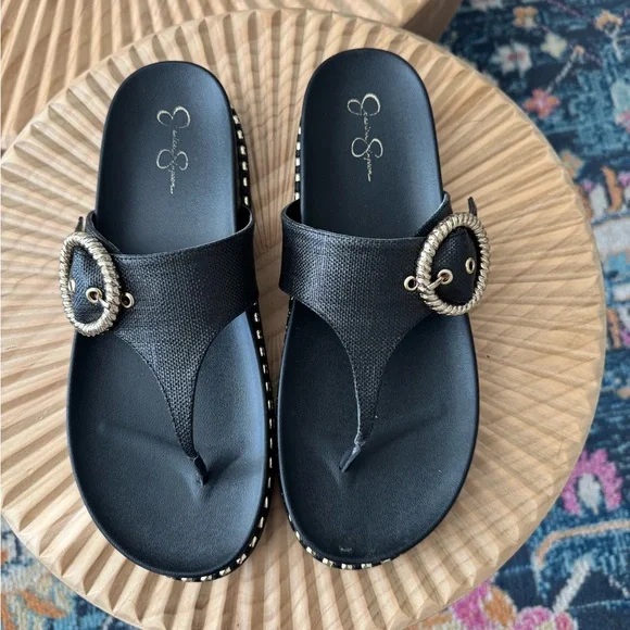 Jessica Simpson Cymmeri Stud Sandal black size 11 Gold Studs - Picture 4 of 10